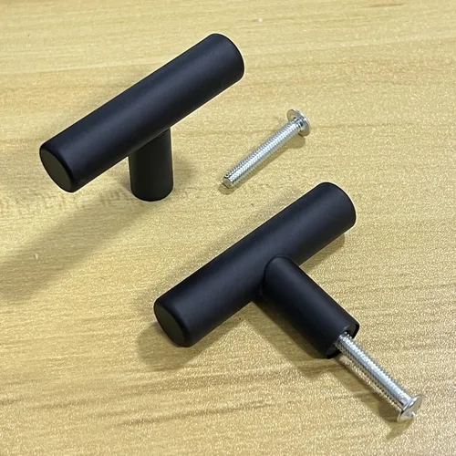 Vista 8 de 12 pomos de gabinete, tiradores de gabinete negros para cajones, herrajes de gabinete de un solo orificio con tornillos, para muebles de cocina