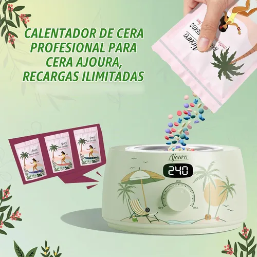 Vista 5 de Ajoura Kit de calentador de cera digital, sistema de depilación de calor Verde