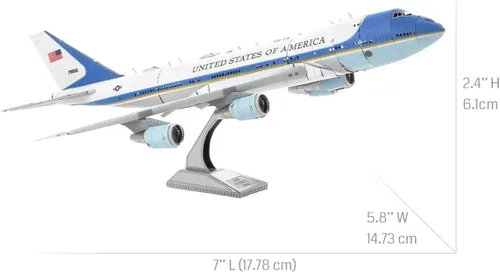 Vista 3 de Fascinations Kit de modelo de metal 3D Metal Earth Air Force One con pinzas