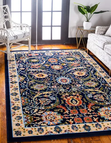 Vista 25 de Unique Loom Espahan Collection - Alfombra de área Cape Cod (2 pies 2 pulgadas x 3 pies 1 pulgada, rectangular, azul/negro)