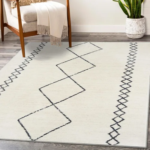Vista 12 de LUXE WEAVERS - Alfombra geométrica marroquí estilo boho, color gris, tamaño 8 x 10, Daphnes 2735