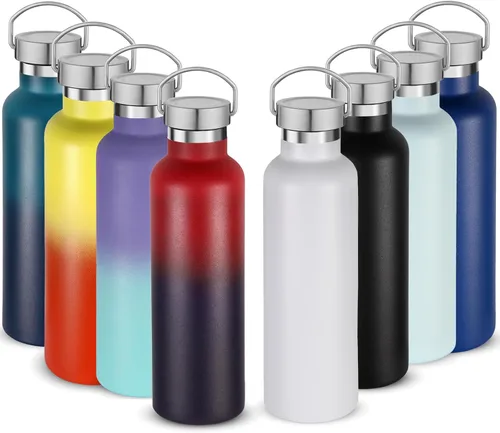 Vista 37 de Volhoply 24 onzas Botella de agua aislada con boca estándar con tapa de combinación de plástico y acero inoxidable, botellas de agua de 304 18/8