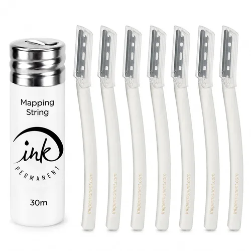 Vista 9 de Cadena de mapeo de cejas blanca preentintada de Ink Permanent [Botellas de 30 m - 100 pies] Cadena preentintada para maquillaje permanente