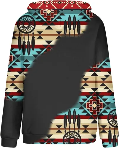 Vista 17 de Sudaderas con capucha azteca occidental para mujer, sudaderas de manga larga con gráficos vintage, camisetas de vaquera, ropa 2023