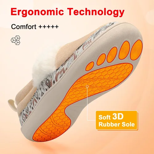 Vista 5 de Scurtain Pantuflas tipo mocasín para mujer, cómodas y cómodas botas de invierno con suela de goma cómoda