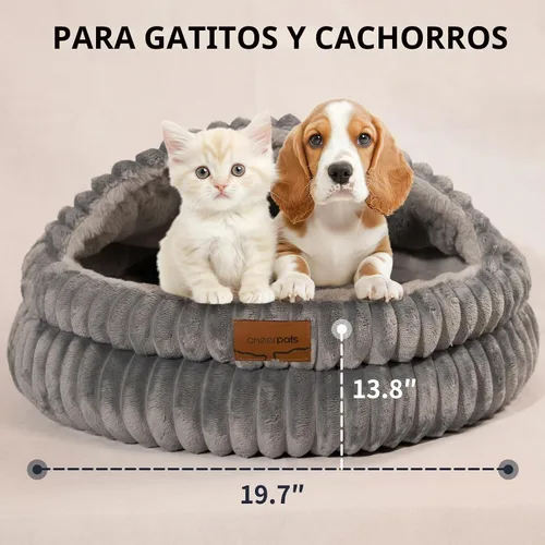 Vista 5 de CHEERPALS Cama tipo cueva para gatos de interior cubierta con capucha