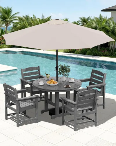 Vista 20 de SERWALL Juego de sillas de comedor Adirondack para exterior, conjunto de 2, sillas de patio de HDPE resistentes a todo clima, color negro
