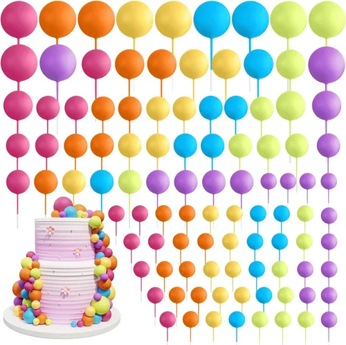 Vista 7 de 138 Piezas Bolas Doradas Decoraciones para Pasteles Decoraciones de Globos para Cupcakes Bolas de Espuma de Varios Tamaños para Decoración de Oro