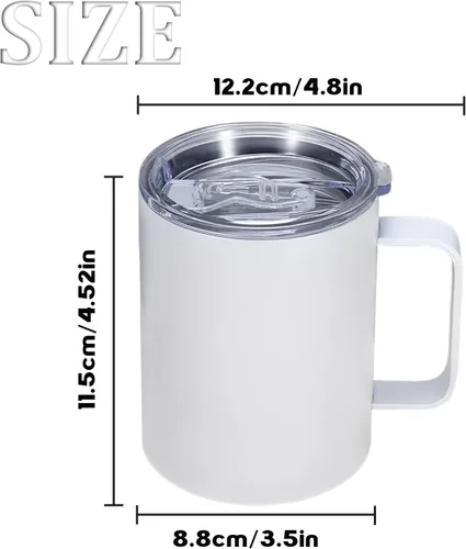 Vista 2 de Taza de café de acero inoxidable aislada por sublimación de 12 onzas con tapa, paquete de 1 unidad, taza de café de viaje al vacío de doble pared