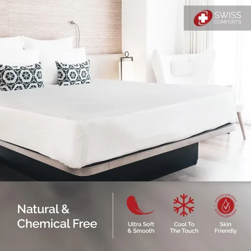 Vista 2 de Swiss Comforts Protector de colchón 100% impermeable tamaño Queen – Funda de colchón Tencel Naturalmente refrescante, transpirable y silencioso
