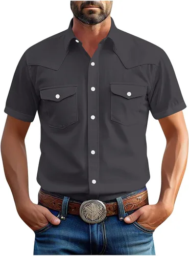 Vista 9 de Men's Short Sleeve Button Down Shirts Cargo Shirt Fashion Casual Summer Beach Shirts Business Work Basic Tee Tops