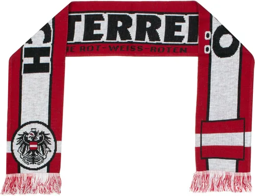 Vista 4 de Austria Bufanda tejida de fútbol Osterreich, blanco, rojo, negro (White, Black, Red)