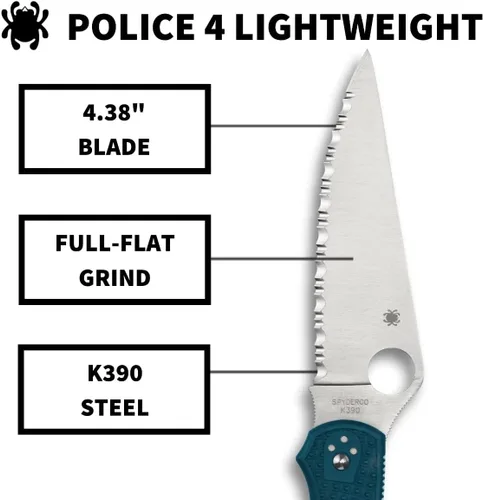 Vista 3 de Spyderco C07FS4K390 Policía 4 Ligero K390