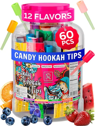 Vista 10 de Candy Hookah Tips – 12 piezas que brillan en la oscuridad Jolly Tips – Puntas de cachimba envueltas individualmente accesorios de chupeta – 12