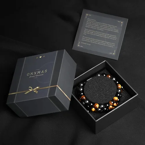 Vista 6 de Pulsera de triple protección hecha a mano para hombres y mujeres, ojo de tigre, obsidiana negra, hematita, cuentas de cristal curativo, joyería trae