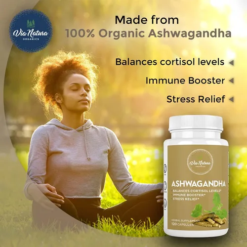 Vista 4 de Ashwagandha Cápsulas 1000mg Suplemento de hierbas orgánicas 120 cápsulas