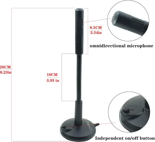 Vista 3 de LANDIBO Micrófono USB, micrófono de cuello de cisne de escritorio Plug and Play, adecuado para juegos, conferencias, transmisión y tutoriales K050