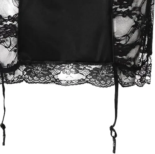 Vista 4 de XJYIOEWT Lingerie Set Simple Plus Size Lingerie Crotchless Women Sexy Lace Black Lingerie Thong Set Sleepwear Night Dre
