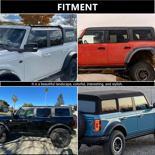 Vista 3 de Cubierta de protección para ventana trasera en forma de triángulo Compatible con Ford Bronco de 4 puertas 2021 2022 2023 2024 2025 Accesorios