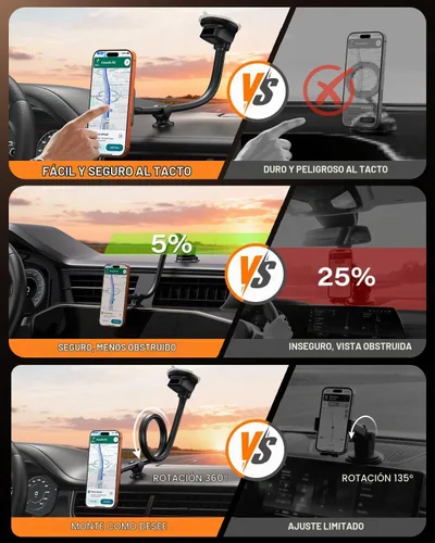Vista 4 de 1Zero Soporte magnético para teléfono para automóvil, extensión de brazo largo de cuello de cisne de 14 pulgadas, soporte universal para parabrisas