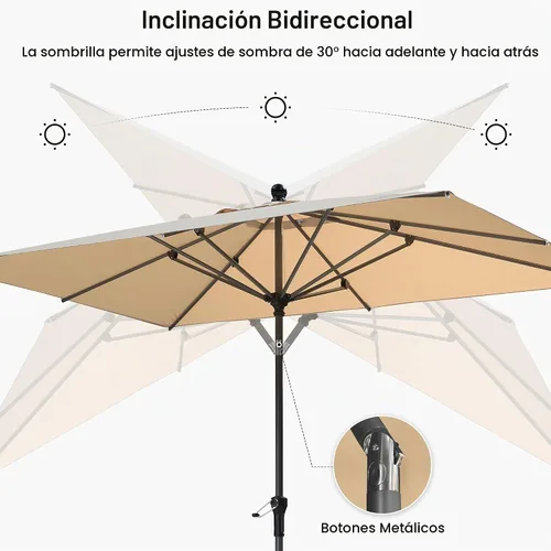 Vista 5 de PURPLE LEAF - Sombrilla de patio rectangular de 6' x 4', sombrilla de mesa para exteriores con marco de aluminio, sombrilla de mercado, sombrilla