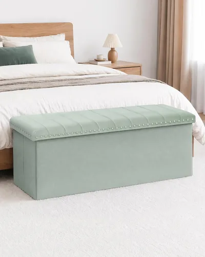 Vista 8 de B FSOBEIIALEO 43" Tufted Storage Ottoman Bench Storage Chest, Sage Green