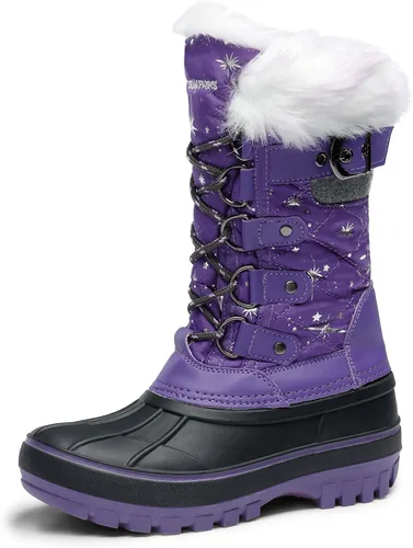 Vista 11 de DREAM PAIRS - Botas de nieve para el invierno, impermeables y con aislamiento para niños Negro
