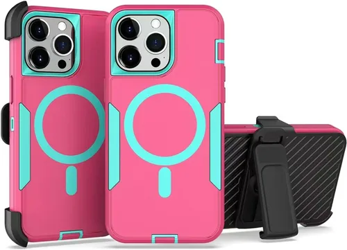 Vista 21 de Funda diseñada para iPhone 16 Pro, magnética, doble protección, resistente y duradera, compatible con MagSafe, clip trasero desmontable, a prueba