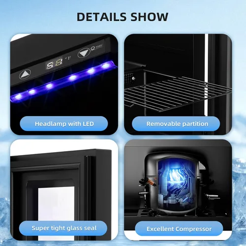 Vista 6 de Antarctic Star Refrigerador de Bebidas de 18L, Enfriador de 24 Latas, Mini Refrigerador con Compresor Silencioso, Luz LED, Refrigerador Pequeño