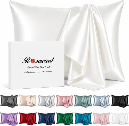 Vista 10 de Funda de almohada de seda real para cabello y piel, fabricada en Estados Unidos, 22 fundas de almohada de seda Momme Mulberry anti acné, lavable a