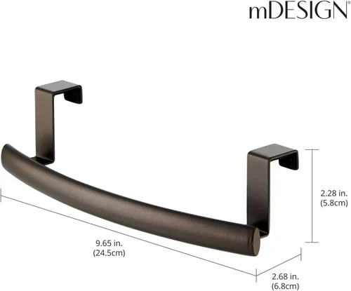 Vista 3 de mDesign - Barra de toallas curva de acero para colgar sobre la puerta, colgador para armario o armario, soporte de almacenamiento para cocina, baño