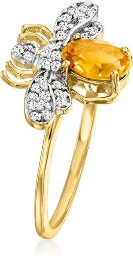 Vista 3 de Ross-Simons 0.40 Carat Citrine and .10 ct. t.w. Diamond Bumblebee Ring in 14kt Yellow Gold
