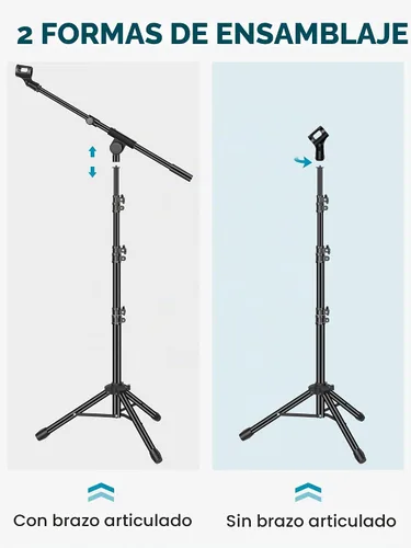 Vista 6 de InnoGear Soporte para micrófono, trípode con brazo articulado, soporte de micrófono de piso con altura ajustable, resistente, con bolsa