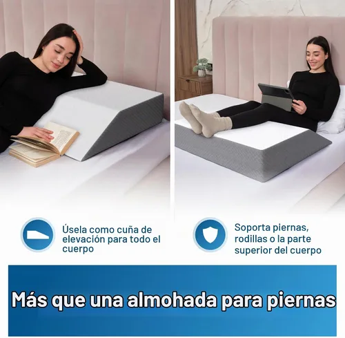 Vista 5 de Kölbs - Almohada extra ancha de elevación de pierna, elegante funda de jacquard, XL y ancha para mayor comodidad, almohada de cuña para cama