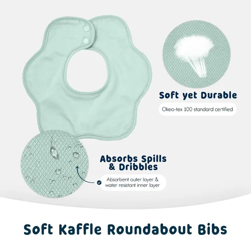Vista 5 de Tiny Twinkle Roundabout Drool Bibs 3 Pack - 360 Rotating Water Resistant and Absorbent Teething Baby Bibs