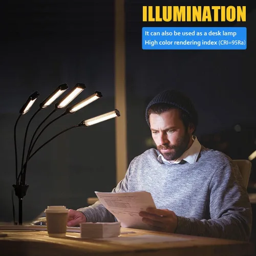 Vista 6 de Luces de cultivo para plantas de interior, luz LED de espectro completo Aukphie con soporte, temporizador de encendido/apagado automático