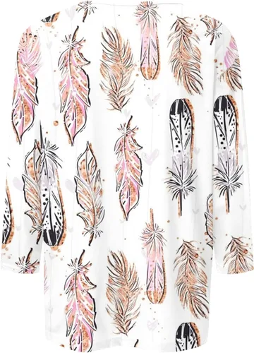 Vista 3 de LPIGOH Camisetas de manga 34 para mujer, estilo casual, con estampado floral, cuello redondo, camisetas básicas, ajustadas, camisetas de primavera