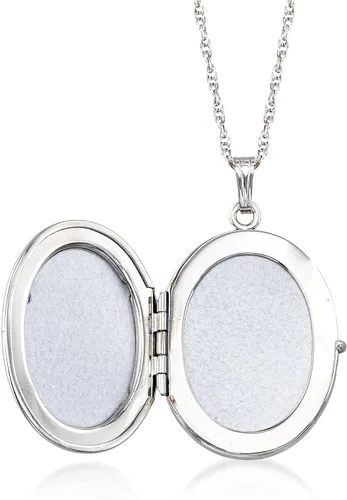 Vista 3 de Ross-Simons Sterling Silver Personalized 4-Photo Oval Locket Necklace. 20 inches