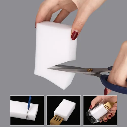 Vista 6 de Paquete de 100 esponjas de borrador – Extra gruesas, de larga duración, esponjas de melamina premium a granel – Almohadillas de limpieza de espuma