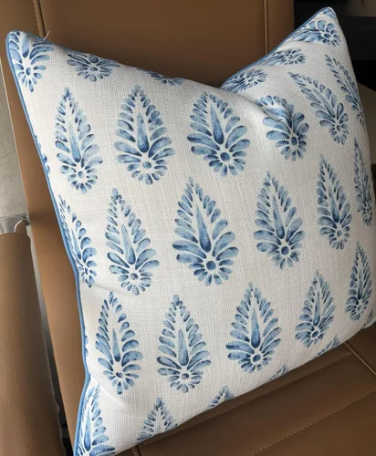Vista 3 de Booti - Funda de almohada decorativa cuadrada decorativa con estampado, decoración del hogar para sofá, silla, 20 x 20 pulgadas, azul Booti-azul