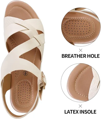 Vista 5 de mysoft Sandalias de senderismo para mujer, cómodas, con soporte acolchado de aire, correa de tobillo, sandalias de vestir