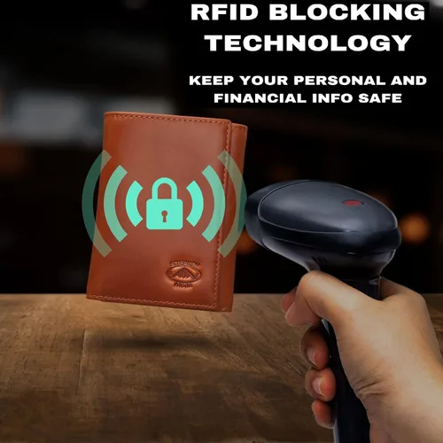 Vista 4 de Stealth Mode Trifold portafolios de piel RFID bloqueo, bolso para hombres