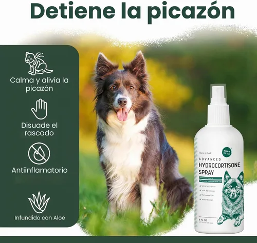 Vista 3 de Aerosol de hidrocortisona para perros – Spray antipicazón para perros de 4 onzas para piel irritada, puntos calientes, picaduras de pulgas, picazón