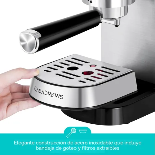Vista 6 de Máquina de expreso de 20 bares, cafetera de café espresso profesional con varita espumadora de leche, máquina de café espresso compacta con aspecto