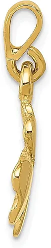 Vista 2 de Collar con dije de trébol de cuatro hojas texturizado de oro amarillo de 14 quilates, buena suerte, cuerno italiano, claddagh, joyería fina
