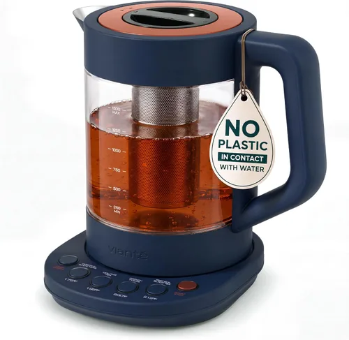 Vista 13 de Vianté - Tetera eléctrica con infusor para hojas sueltas. Elaborador de té caliente con control de temperatura y apagado automático. Tetera