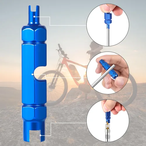 Vista 4 de 10 piezas de núcleo de válvula para Presta, repuesto de bicicleta de núcleo de válvula sin cámara con herramienta de desmontaje de núcleo de válvula