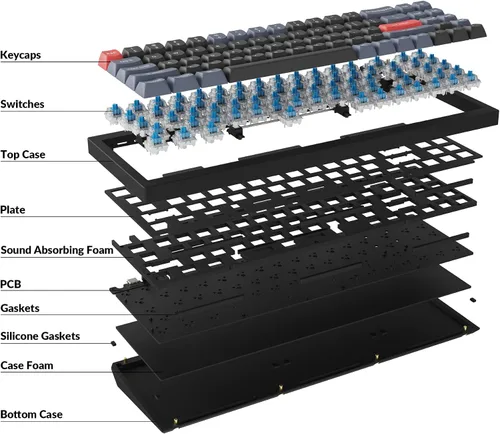 Vista 2 de Keychron Q7 - Teclado mecánico personalizado con cable RGB intercambiable en caliente compatible con Mac Windows Linux, QMKVIA programable macro