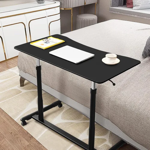 Vista 2 de COSTWAY Escritorio móvil de pie ajustable en altura, escritorio neumático compacto para computadora sentado a pie con ruedas bloqueables, mesa