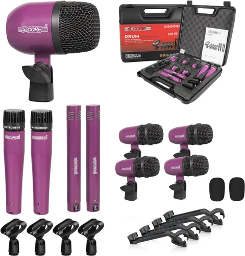 Vista 11 de 5 CORE Juego de micrófonos de batería de 9 piezas con 5 micrófonos de percusión dinámicos Kick Bass, Tom/Snare y 4 condensadores Hi Hat & Platillos